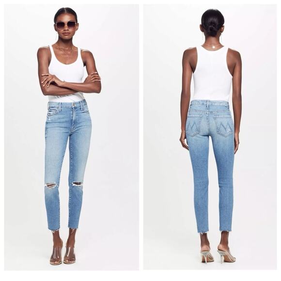 MOTHER High Waisted Looker Ankle Fray Jeans Size 24 - Picture 1 of 8